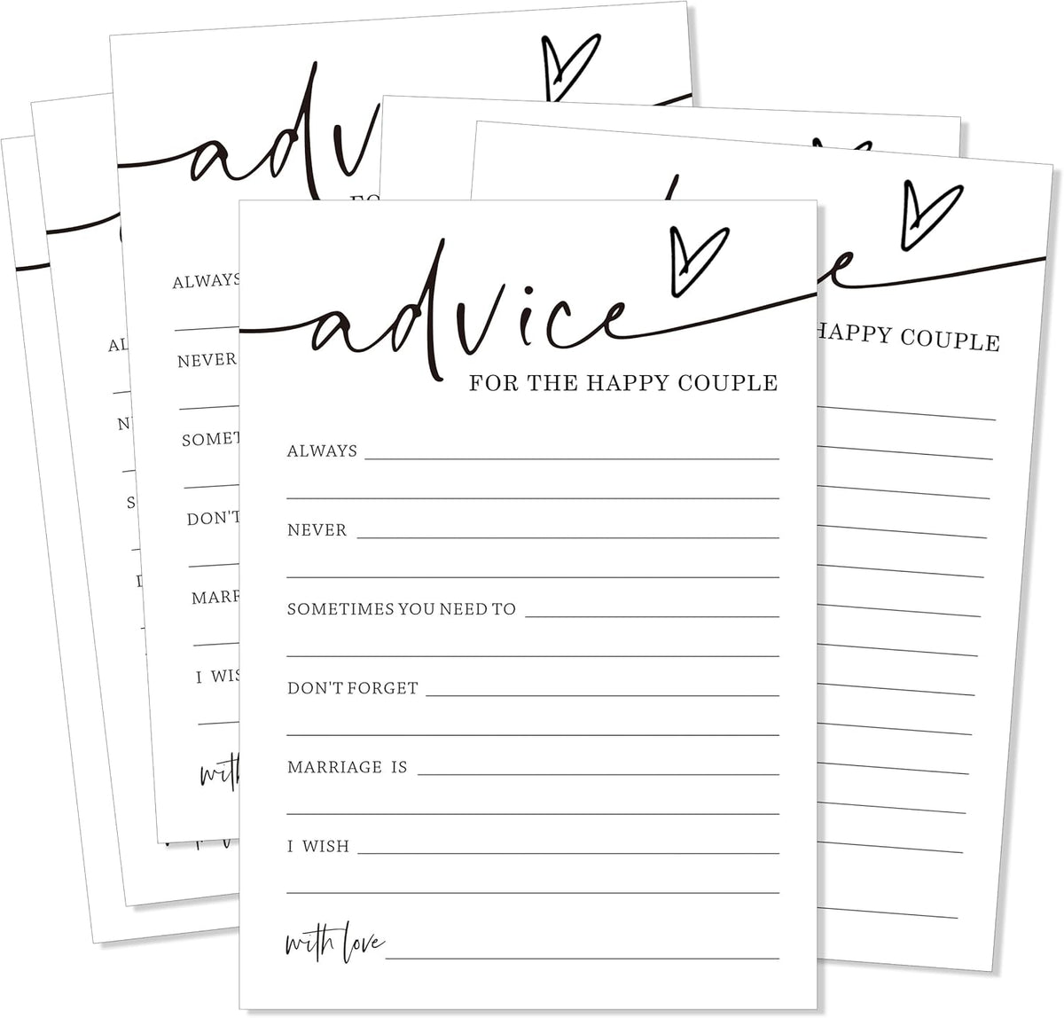 Wedding Advice Cards - Advice and Wishes for the Newlyweds Mr and Mrs Bride & Groom Perfect for