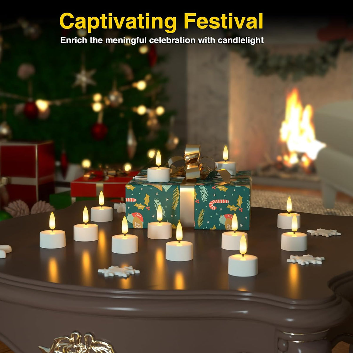 Flameless Tea Lights Candles with Charging Station, LED Tea Lights Candles with Remote Control