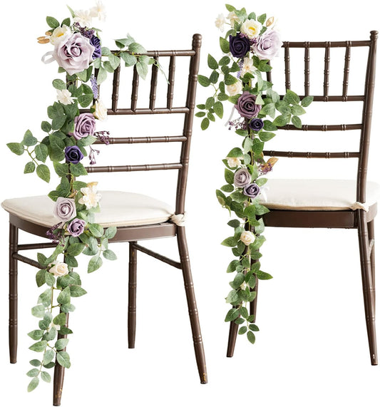 Ling's Moment 10pcs Wedding Chair Decorations Aisle Floral Swag Artificial Pew Flowers Hanging