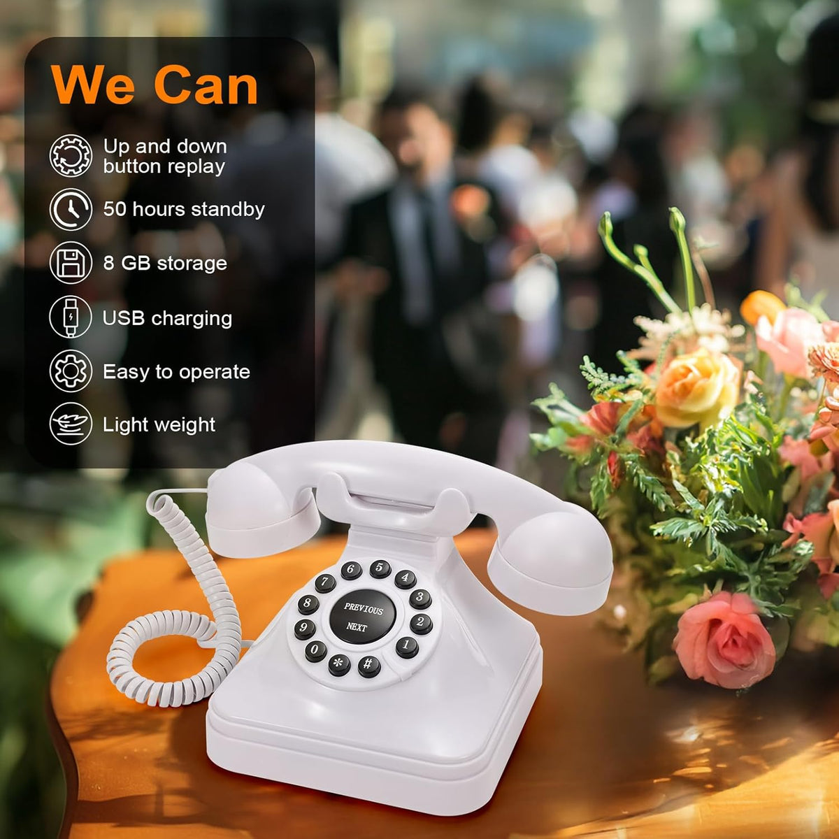 Guest Book Audio Wedding Phone,Record Voice Messages,Retro Guest Book for Wedding or Birthday Party