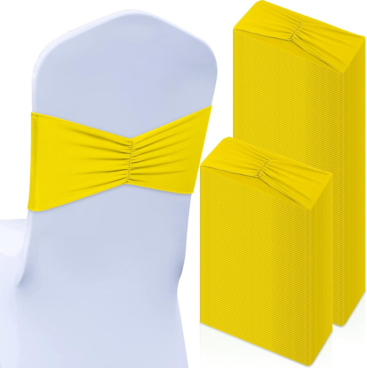 Moukeren 100 Pcs Spandex Chair Sashes Bows Bands Slider Sashes for Chair Covers Elastic Bands Ties