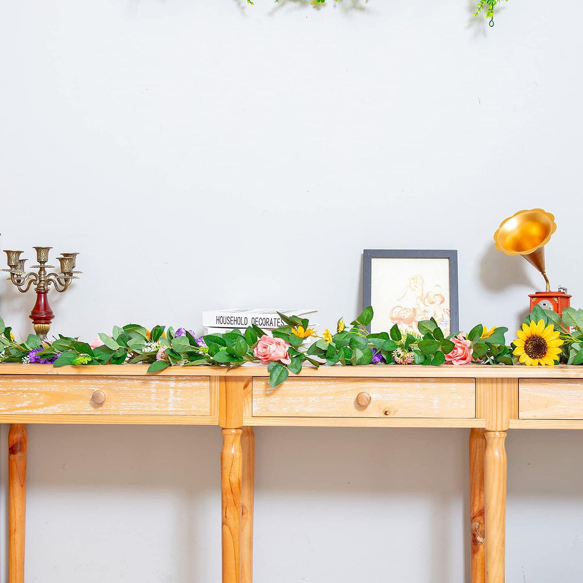 Naidiler Artificial Flower Garland, Sunflower & Rose Vines, Boho Wedding & Birthday Decor, 6ft