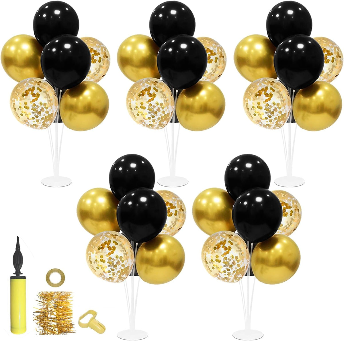 Black and Gold Balloon Stand Centerpiece Table Decorations Black and Gold Party Decorations for