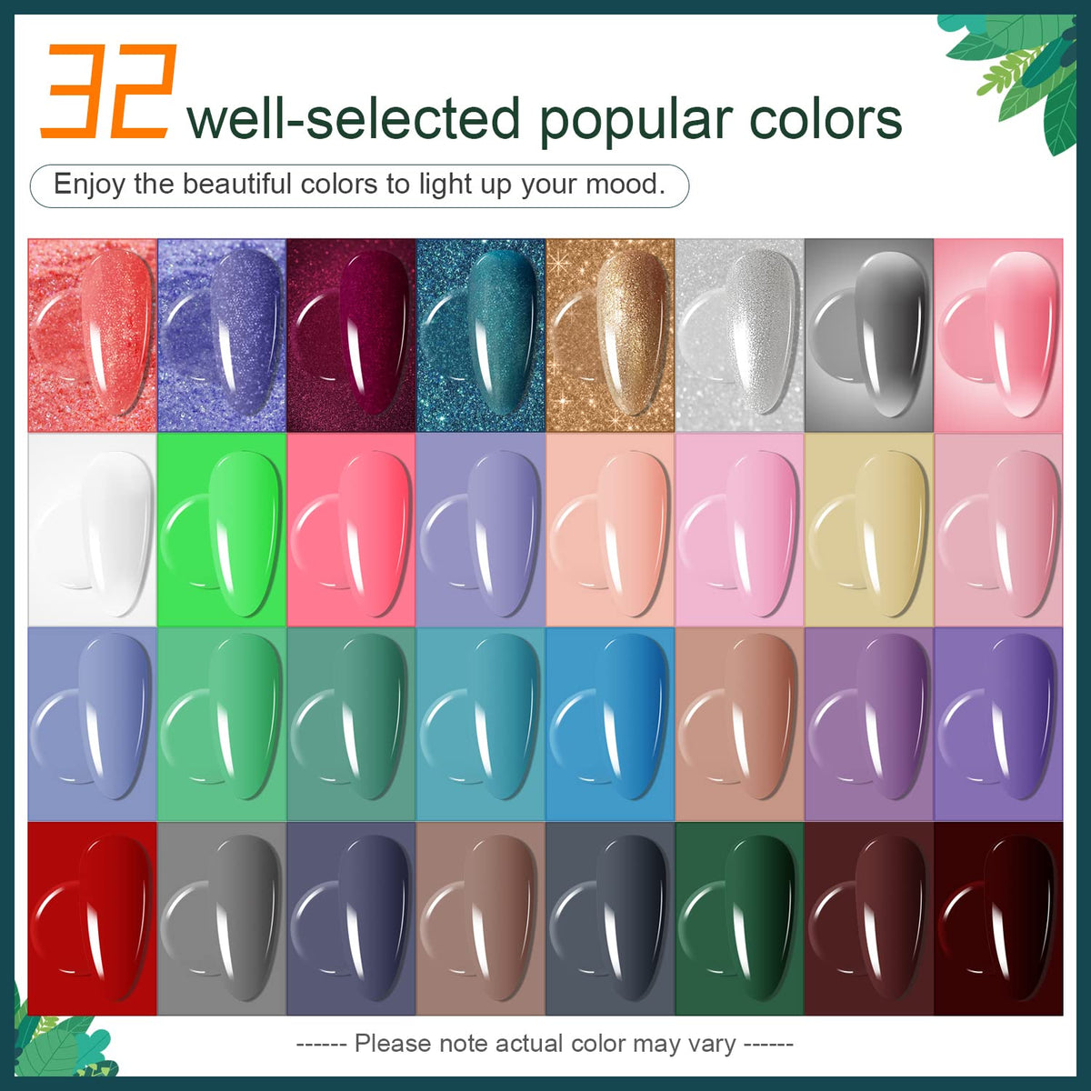 JODSONE 32 Colors Nail Polish Set With U V Light Manicure Nail Tools Nail Art Manicure Salon DIY at