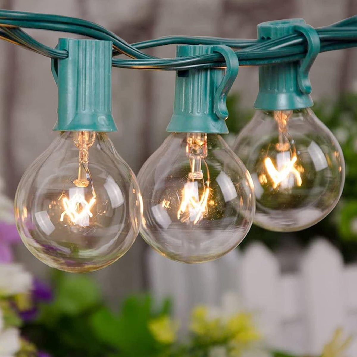 SUNSGNE 25Ft Christmas String Lights, G40 Globe String Light with 27 Clear Bulbs, UL Certified for