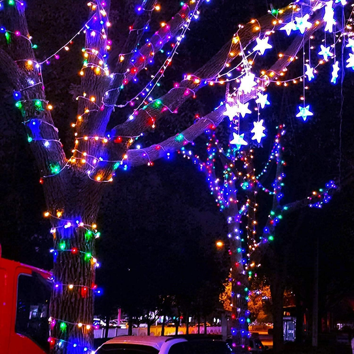 JMEXSUSS 300 LED Multicolor Christmas Tree Lights 8 Modes Colored String Lights Indoor Outdoor