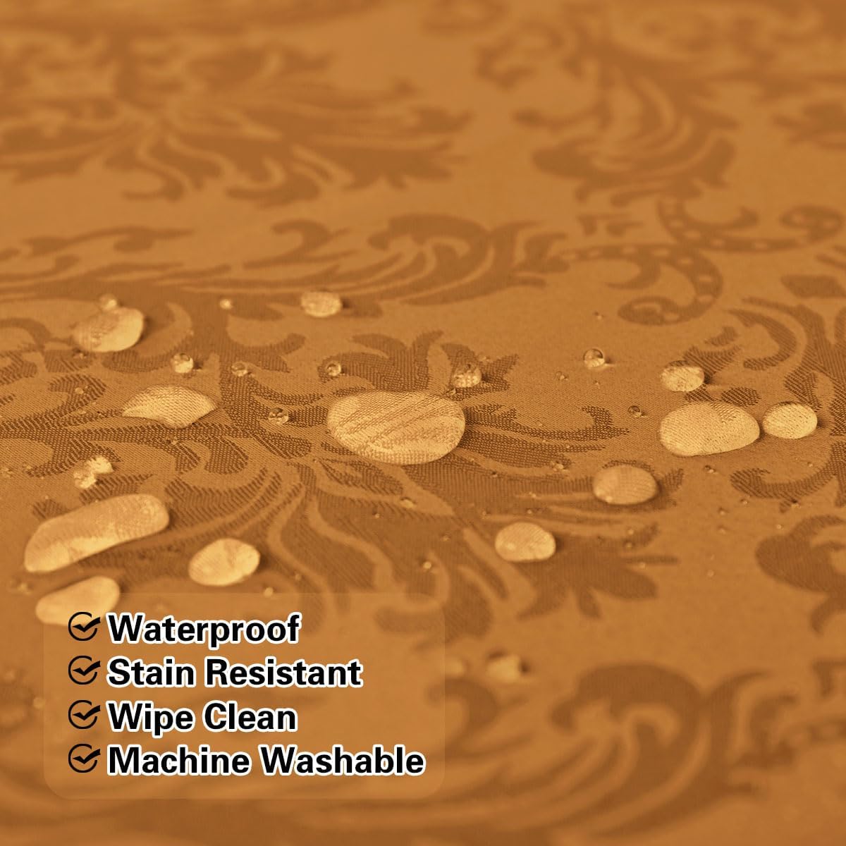 SASTYBALE Fall Tablecloth Rectangle 60 x 120 Inch, Spill Proof Wrinkle Free Autumn Jacquard Damask