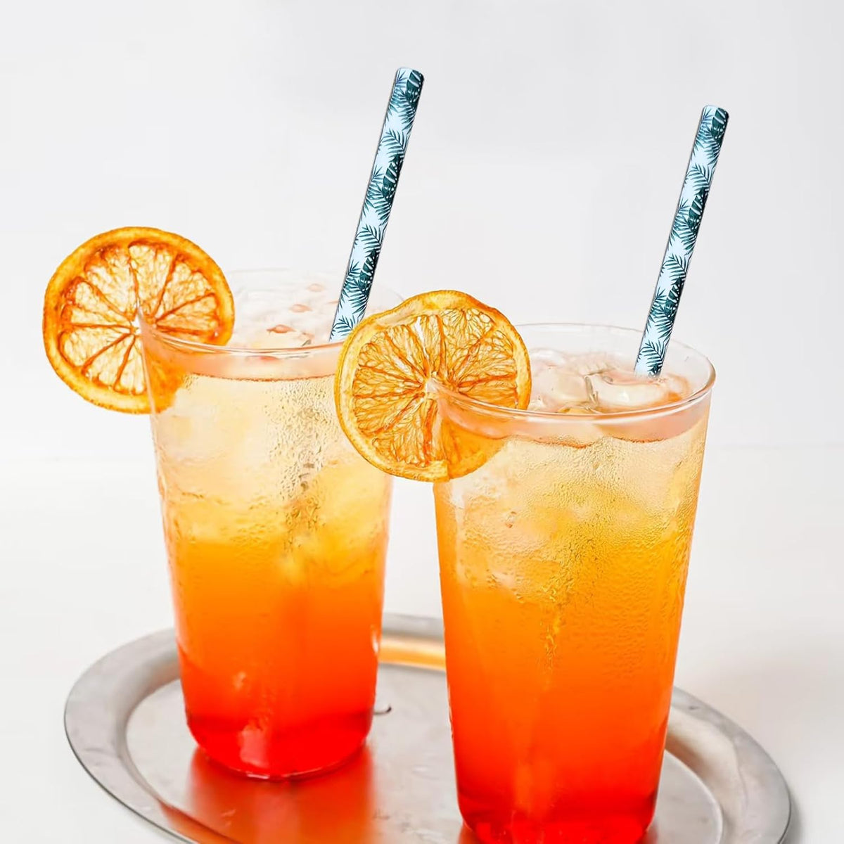 YAOSHENG [100 Pack] Pink & Gold Paper Straws Disposable, 100% Biodegradable Multi-Pattern Party