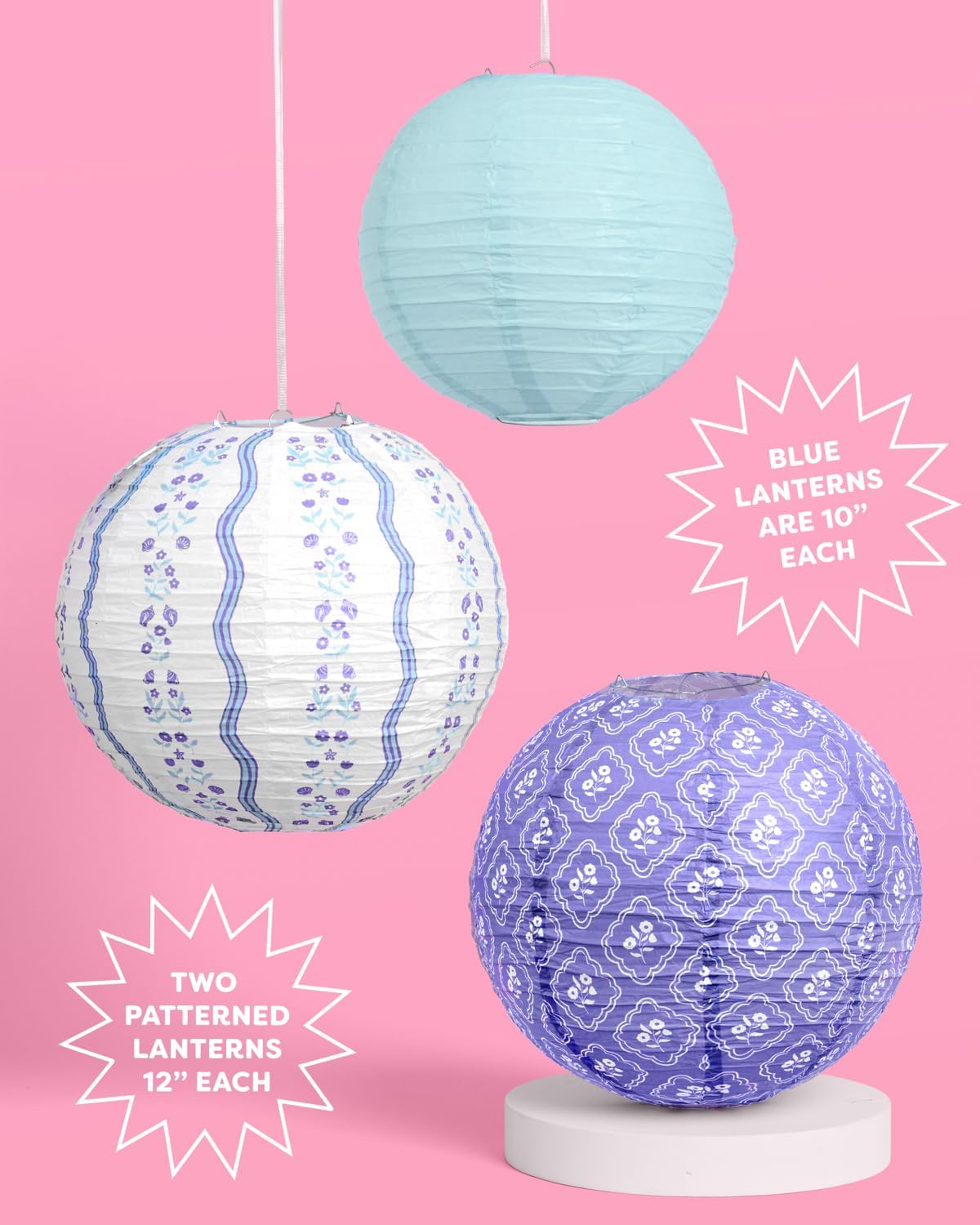 xo, Fetti Blue Coastal Paper Lanterns - 6 pcs. | Beach Party Decorations, Bachelorette Lights