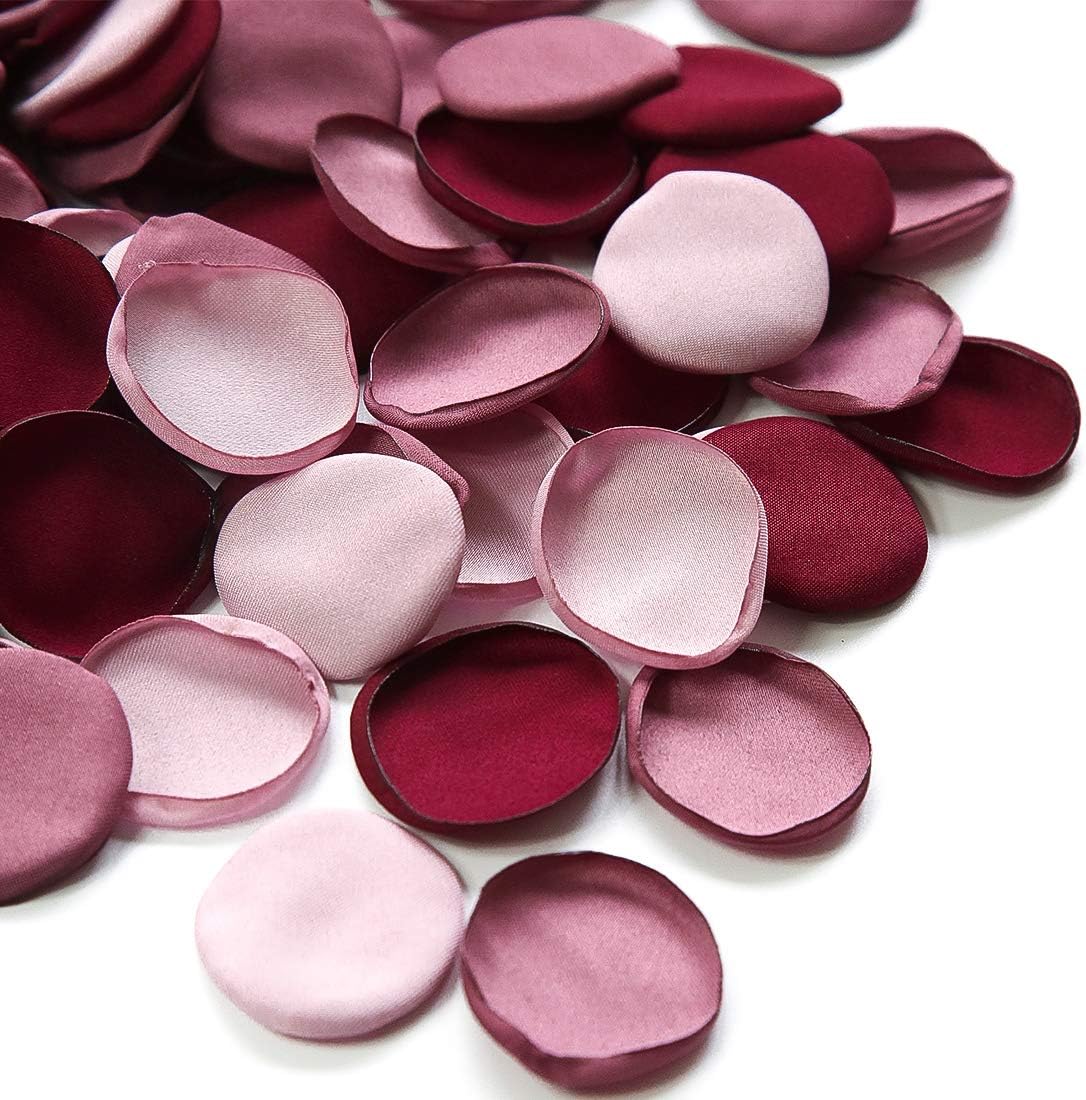 Floroom 500pcs Rose Petals Burgundy Maroon Mauve Faux Silk Flower Petals for Wedding Flower Girl