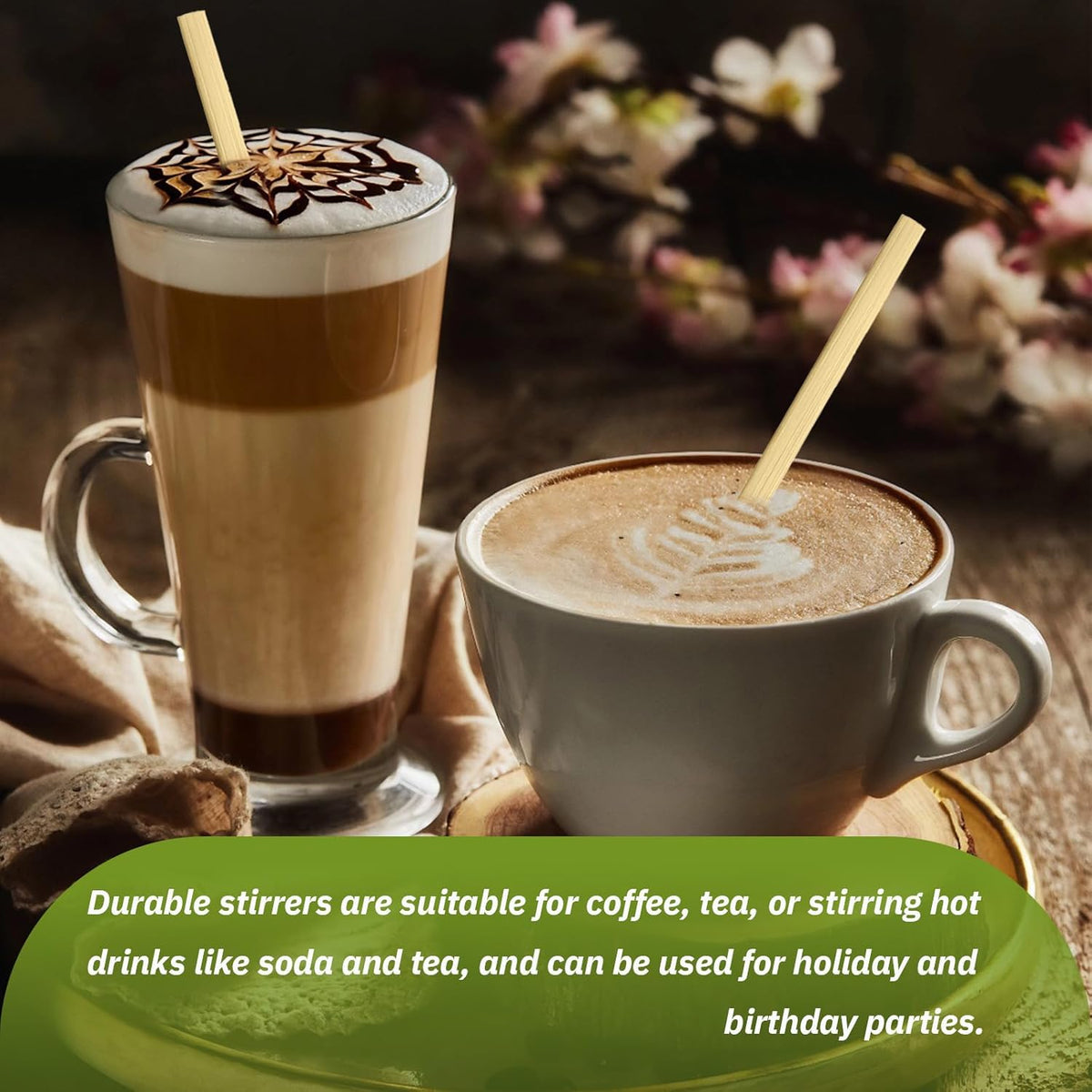 1000PCS Coffee Stirrers Bamboo Coffee Stir Sticks Disposable Hot Drink Beverage Stirring Swizzle