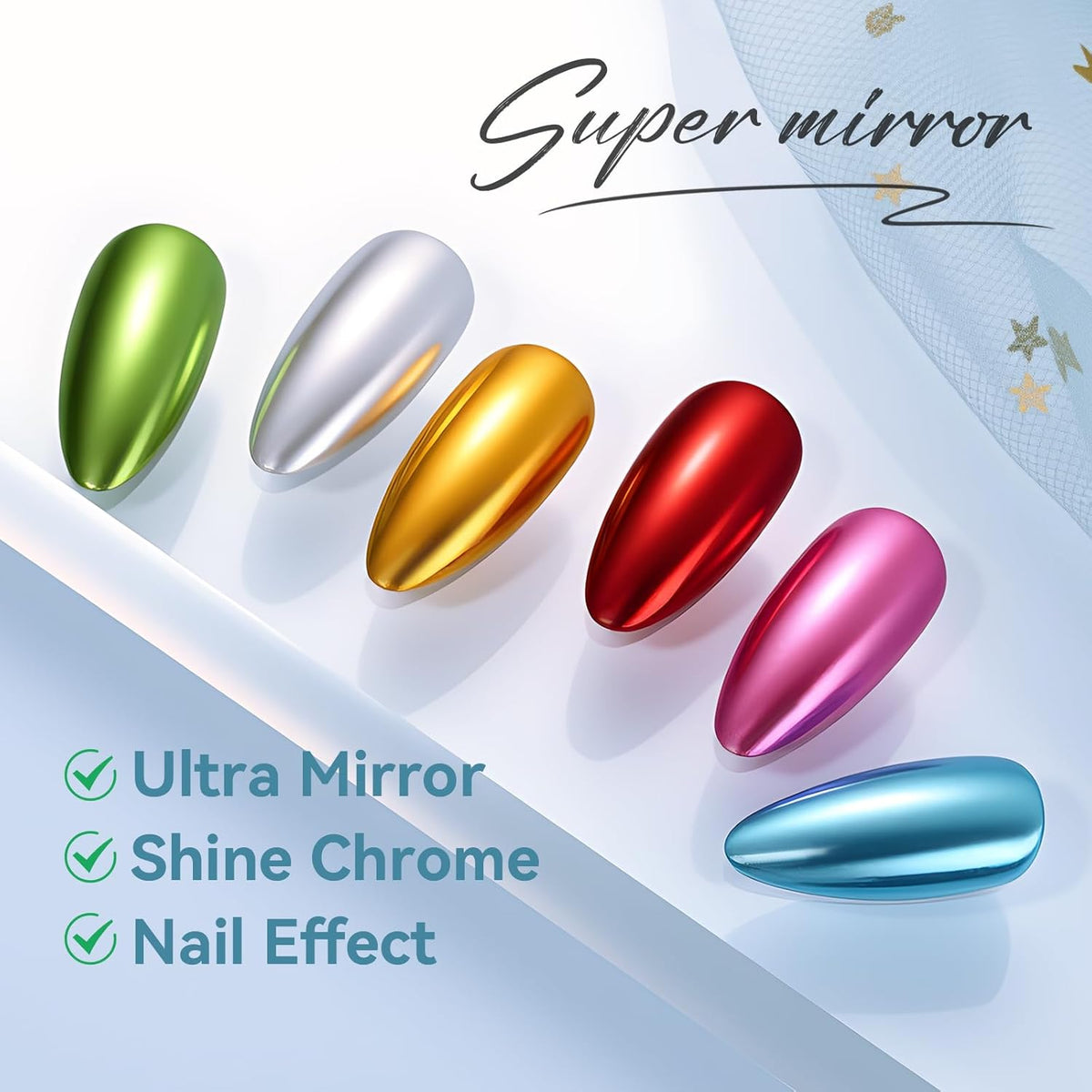 Makartt Gel Top Coat for Chrome Nail Powder - 2 Pcs 15ml Clear No Wipe High Gloss Top Coat Gel Nail