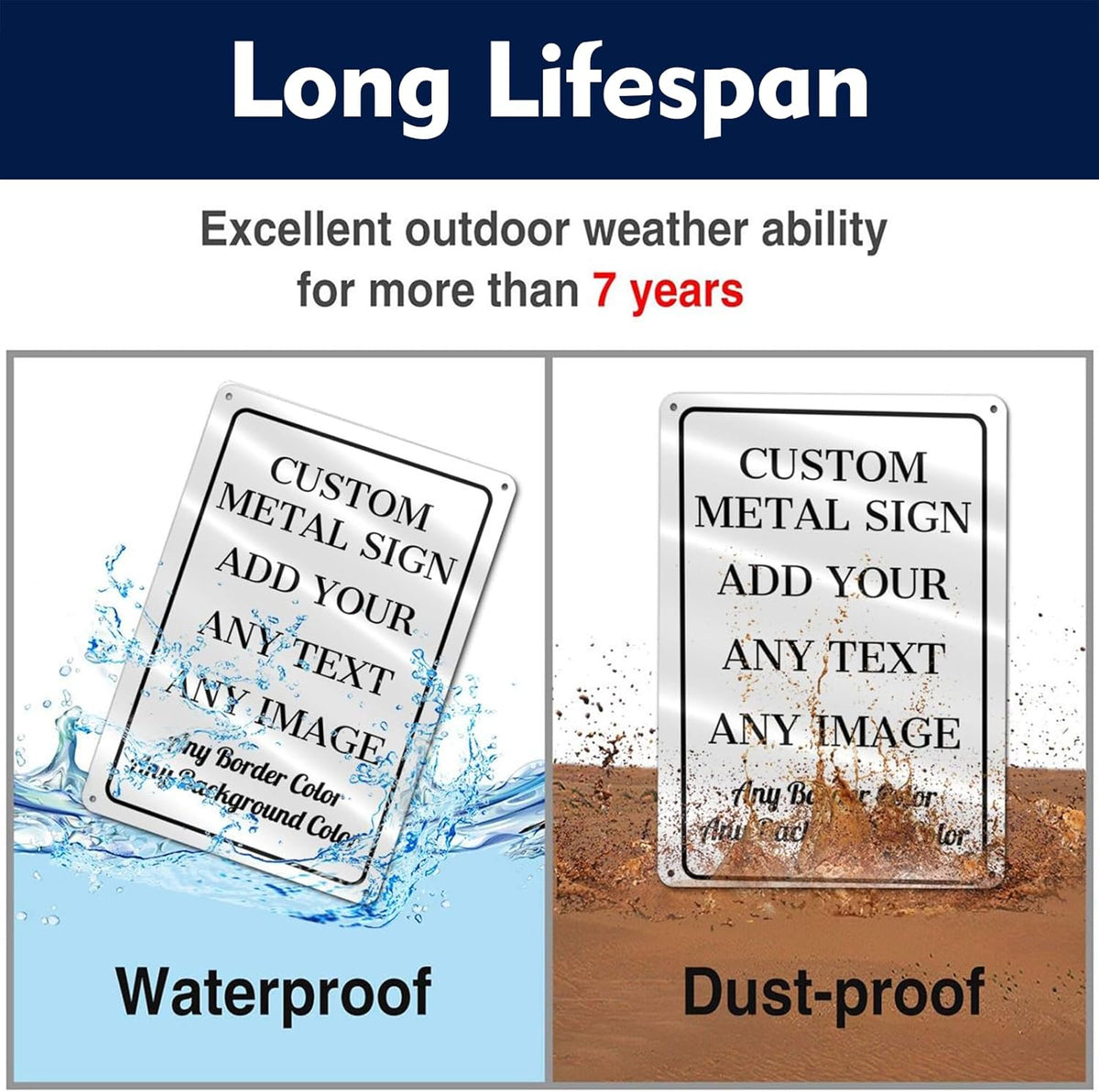 Custom Signs Outdoor Metal - 12 x 8 Personalized Aluminum Rust-Proof Entrance Garden Hazard