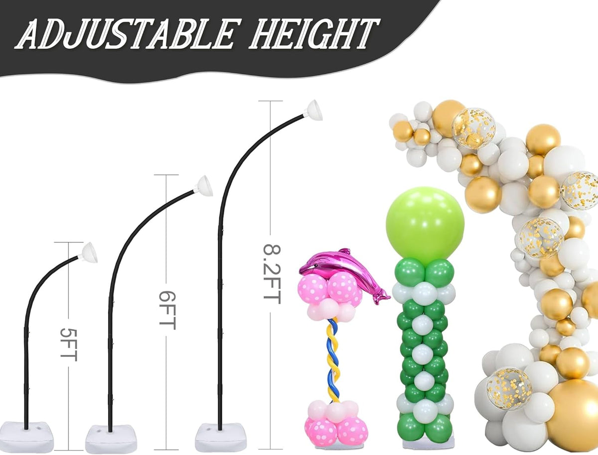 AerWo [Upgraded] Balloon Arch Kit Stand, 8.2ft+6ft Half Arch Balloon Stand with Base, Free Bending
