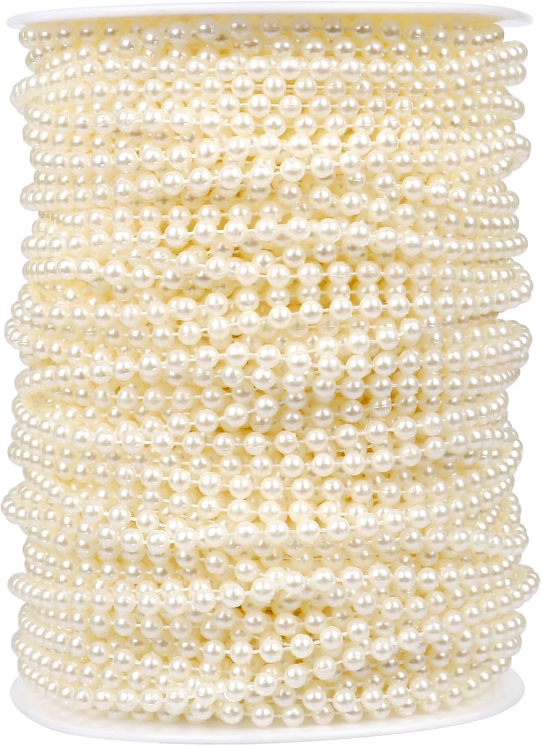 [177Feet] Pearl Beads Garland, 4MM 59 Yards Faux Pearl Beads String Roll Bulk for DIY Craft Wedding