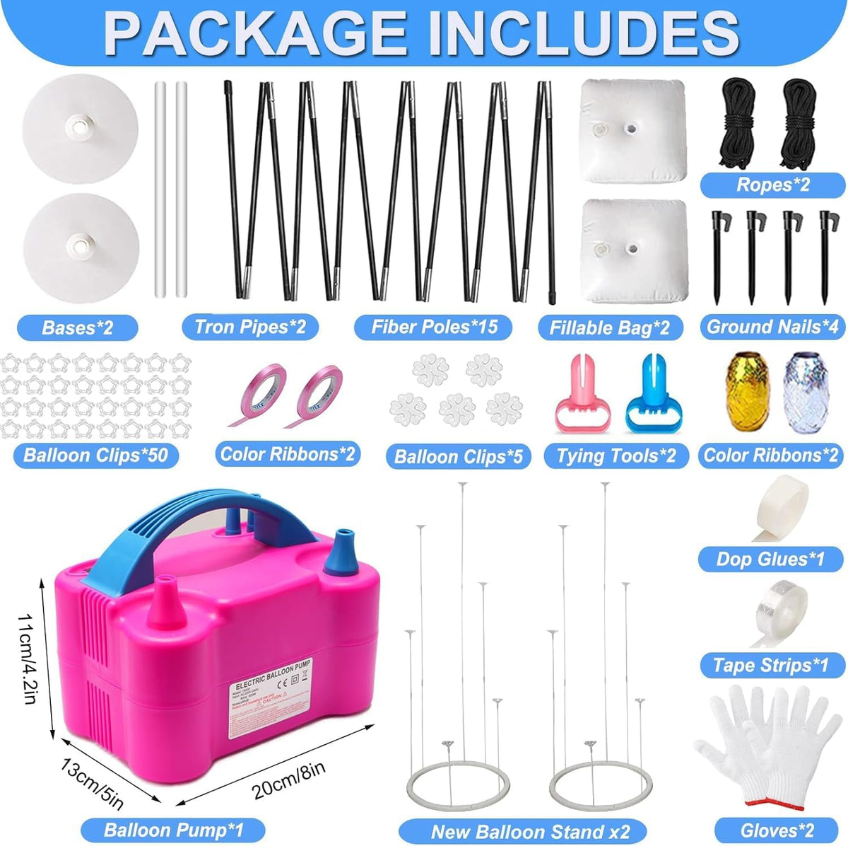 Balloon Arch Kit and Balloon Pump, 10FT Width 9FT Height Adjustable Balloon Arch Stand with NEW