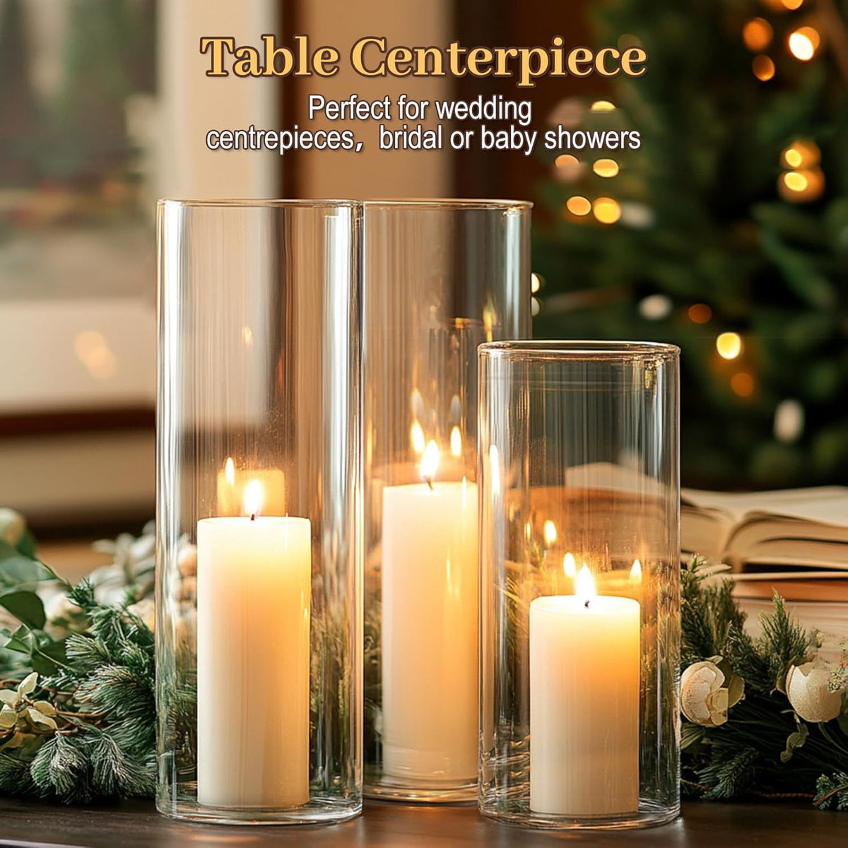 12pcs Glass Cylinder Vases for Centerpieces | 10 Inch Tall Flower Vase for Wedding Decorations