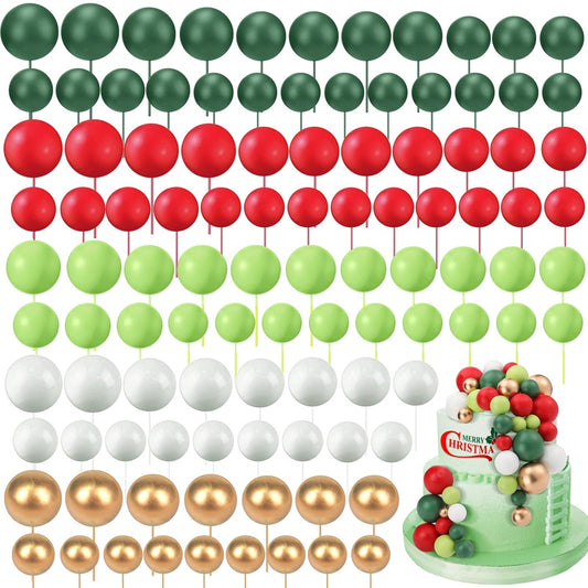 108 Pcs Balls Cake Topper DIY Cupcake Insert Foam Balloons for Cake Baking Wedding Anniversary