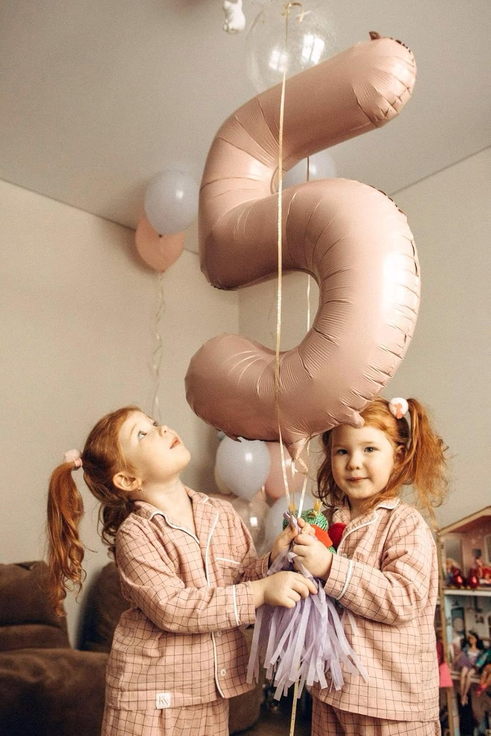 Light Brown 40 Inch Large Number 5 Birthday Balloon, Five 5th 15 25 35 50 55 Birthday Celebration