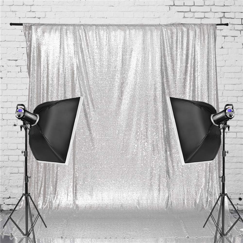 Eternal Beauty Silver Sequin Backdrop, 4x6 Ft Glitter Background Curtains for Shimmer Photography
