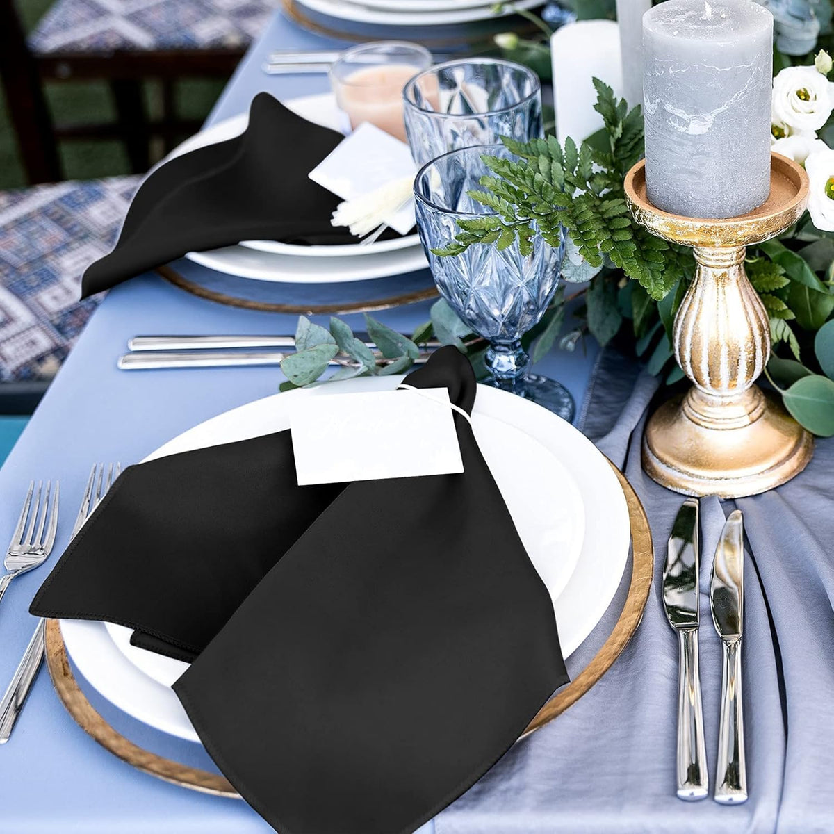 ANECO 12 Pieces Satin Napkins Soft Dinner Napkins Square Table Napkins 17 x 17 Inches for