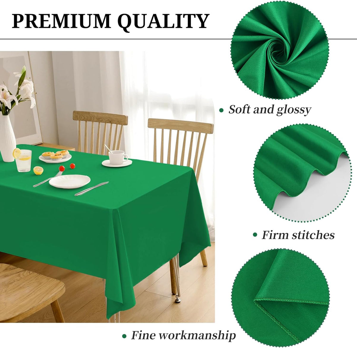 12 Pack Green Tablecloths for Rectangle Tables 60 x 126 Inch Polyester Tablecloth 8 Foot Rectangle