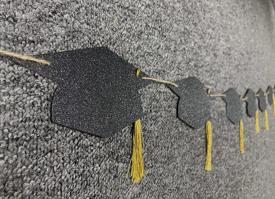 Graduation Decorations Class of 2026 Glitter Pre-Strung Congrats Grad with Tassel Party