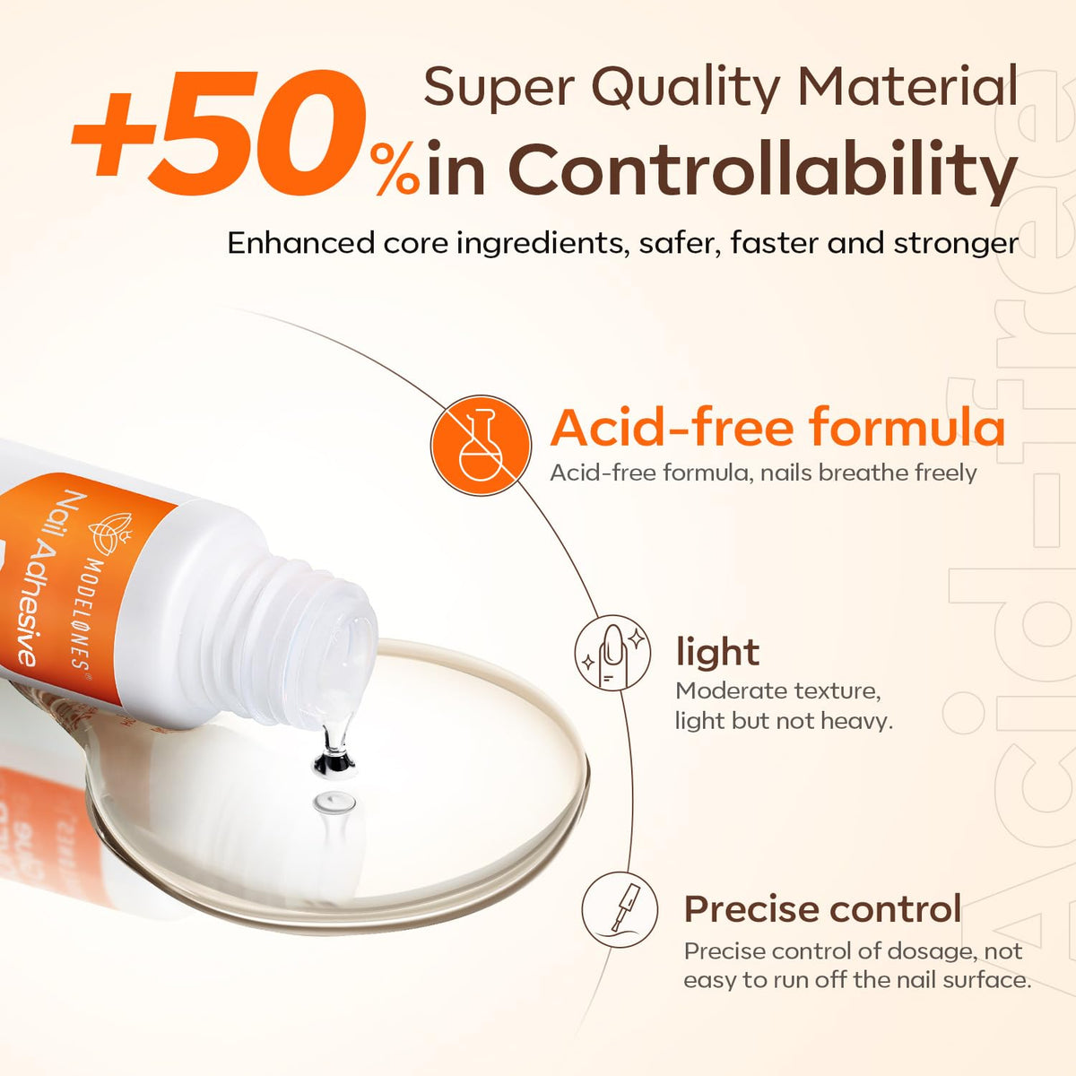 Modelones Nail Glue for Press Ons, Press On Nails and Acrylic Nails, 10 ML Super Strong Long
