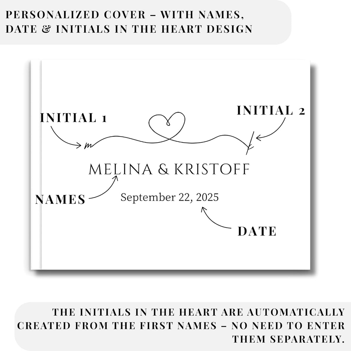Wedding Guest Book – Personalized Polaroid Guest Book for Wedding Reception, Custom Sign In Photo