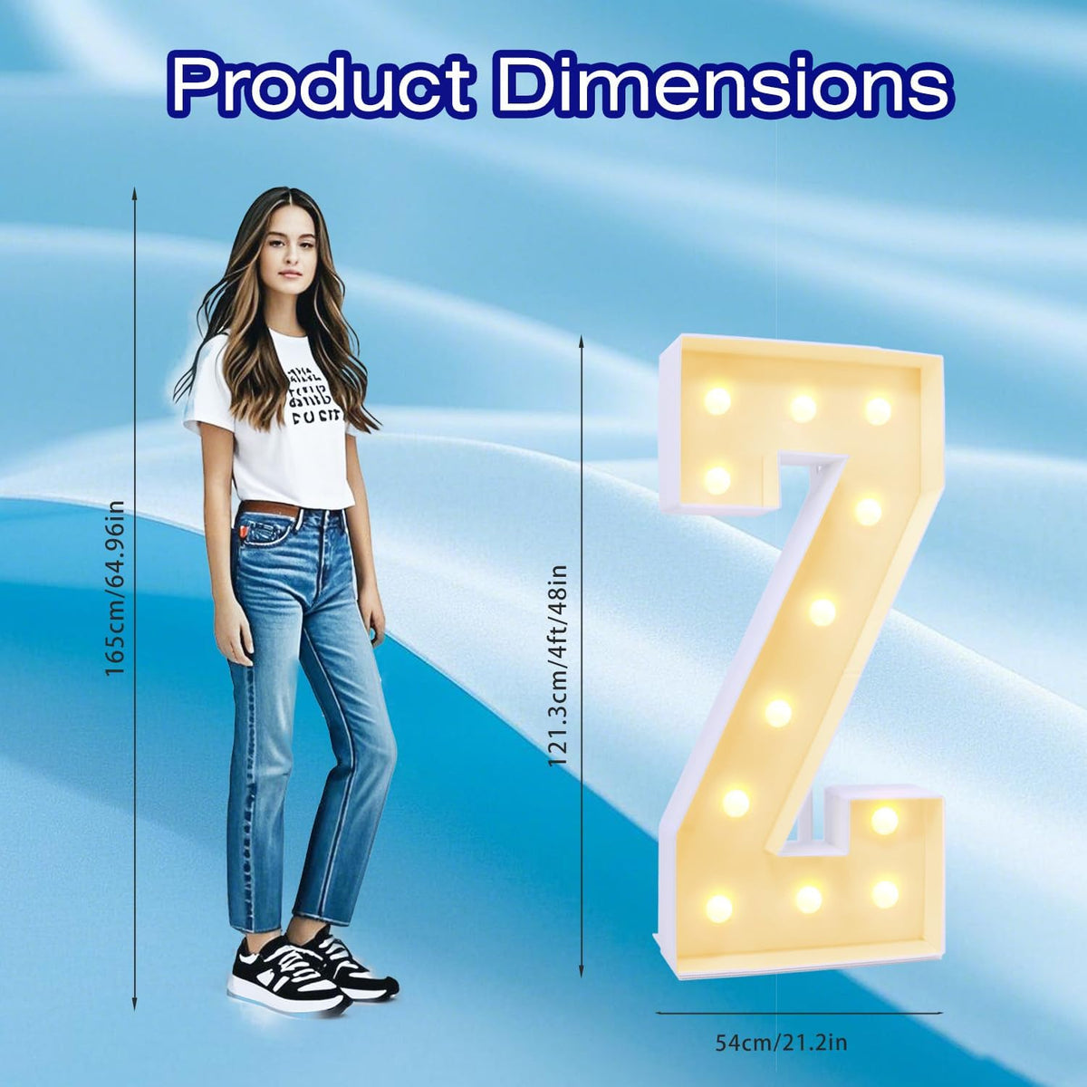 4FT Marquee Plastic Letters Z - Light up Letters Z Are Made from Corrugated Plastic Board - Quick