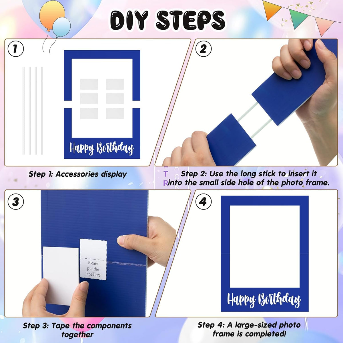 32 x 24 Inch Large Photo Booth Props Picture Frame Happy Birthday Party Frame DIY Cutouts Photo