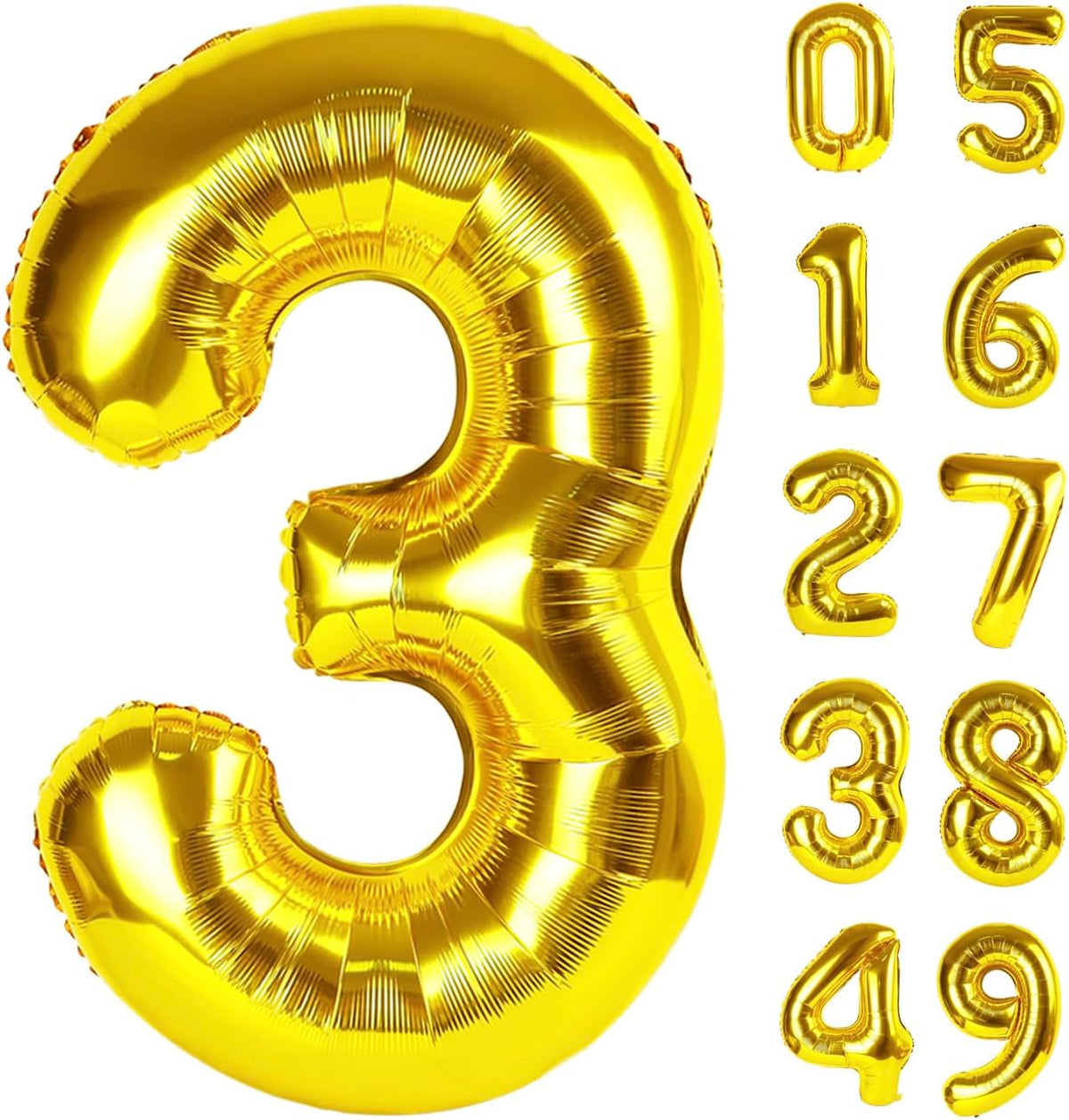 40 Inch Gold 3 Large Number Balloon, 3 13 23 30 33 Wednesday Golden Birthday Party Decorations