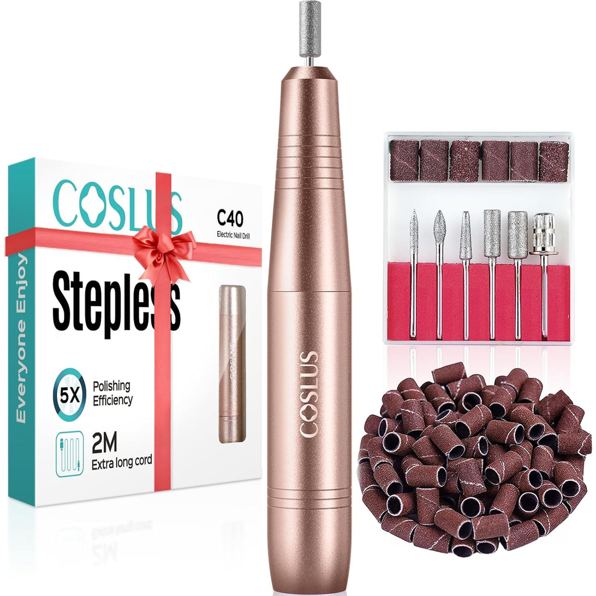 COSLUS Electric Nail Drill File Professional: for Acrylic Gel Dip Powder Nails Portable Nail