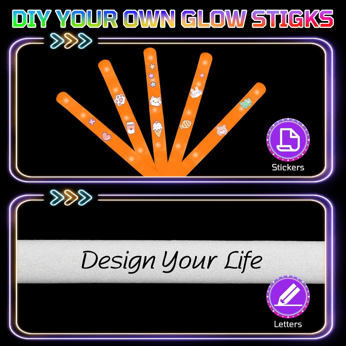Foam Glow Sticks Bulk, 30 PCS Orange Light Up Foam Sticks 3 Modes, Glow Party Supplies for