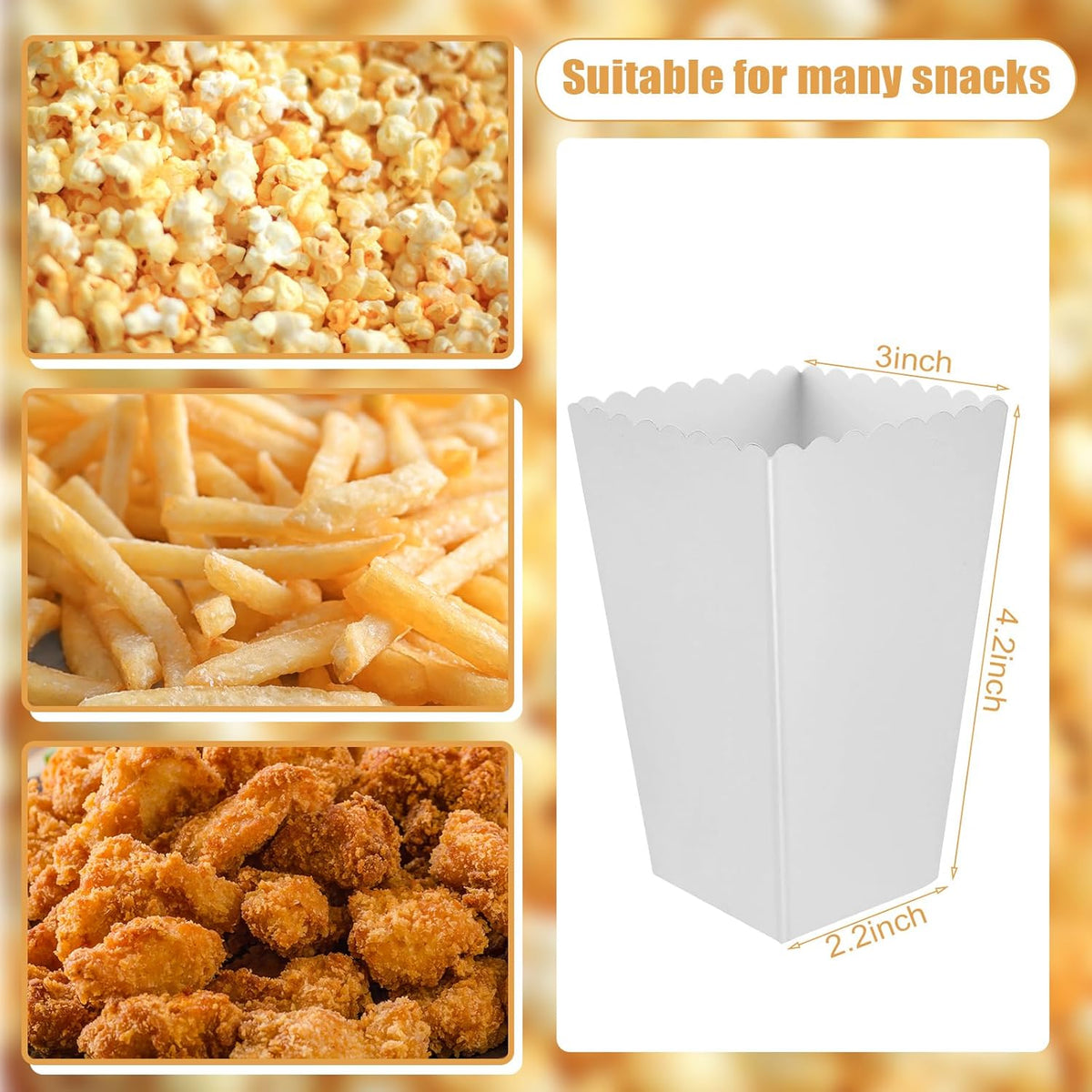 50 Pcs Popcorn Boxes Mini Paper Popcorn Box Cardboard Popcorn Container for Party Disposable Snack