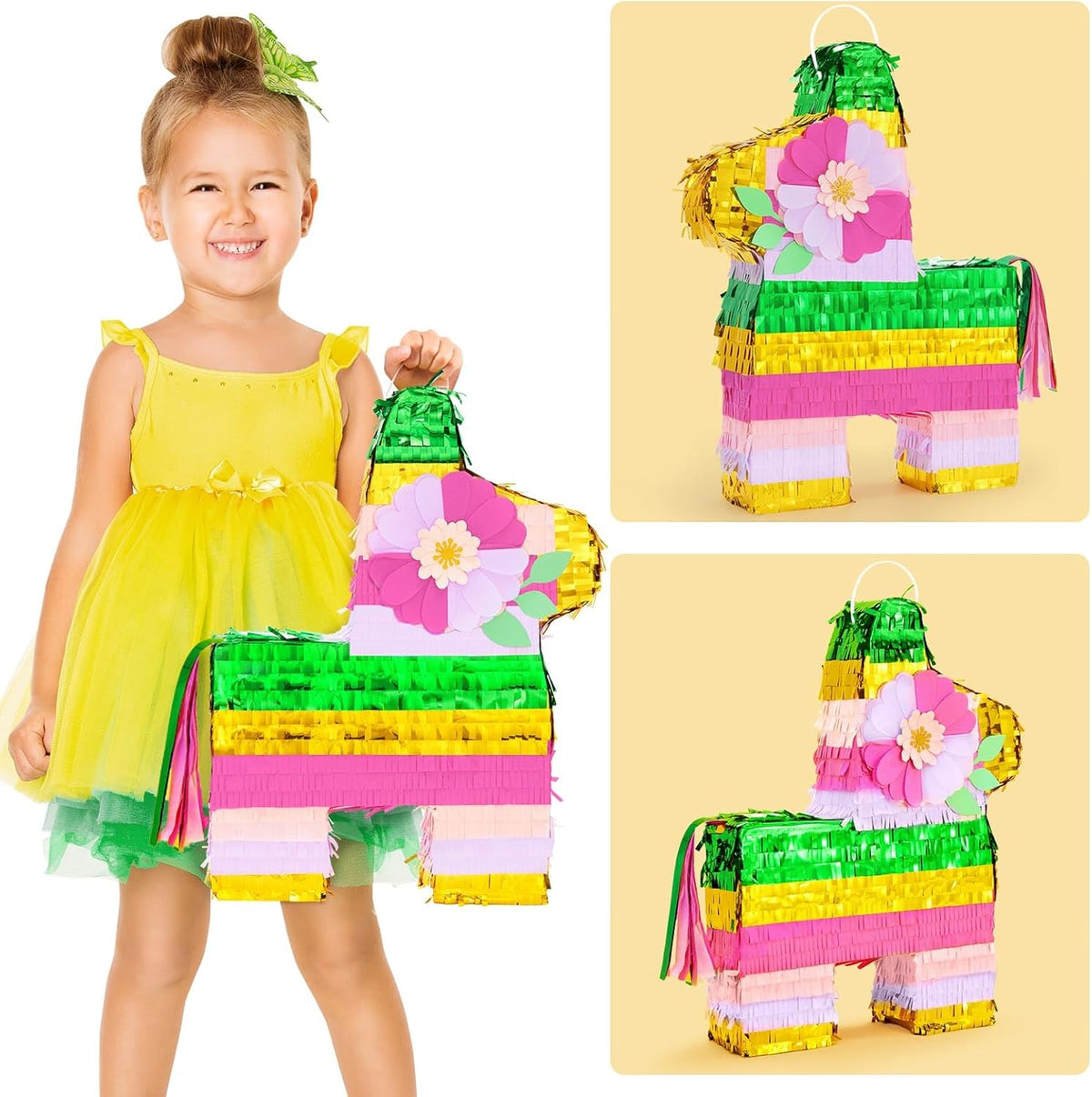 WERNNSAI Hawaiian Donkey Piñata - Rainbow Donkey Pinata for Summer Party Supply Cinco De Mayo Luau