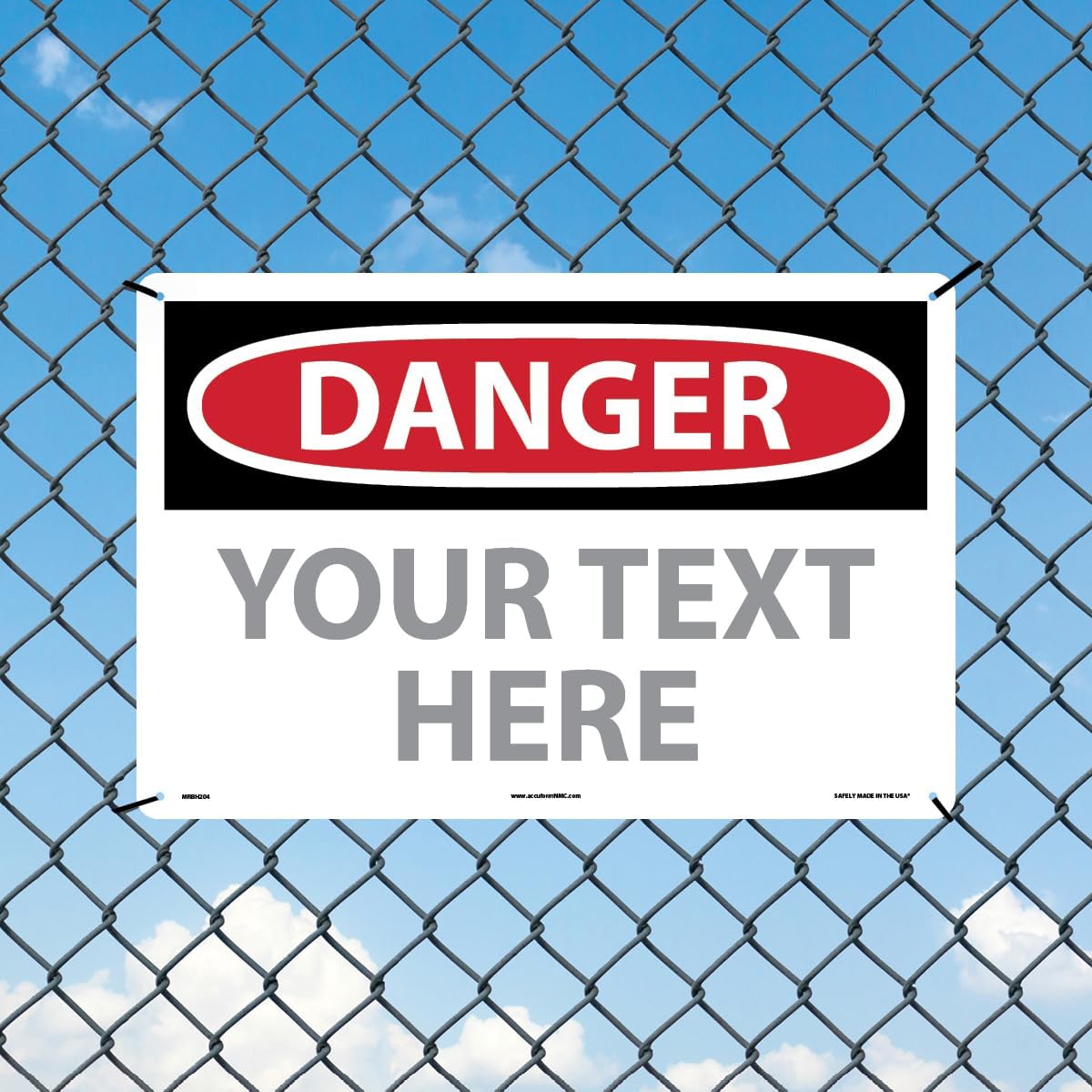 Custom OSHA Style Danger Sign 12" x 18" Aluminum Sign, Customizable "Your Text Here", by