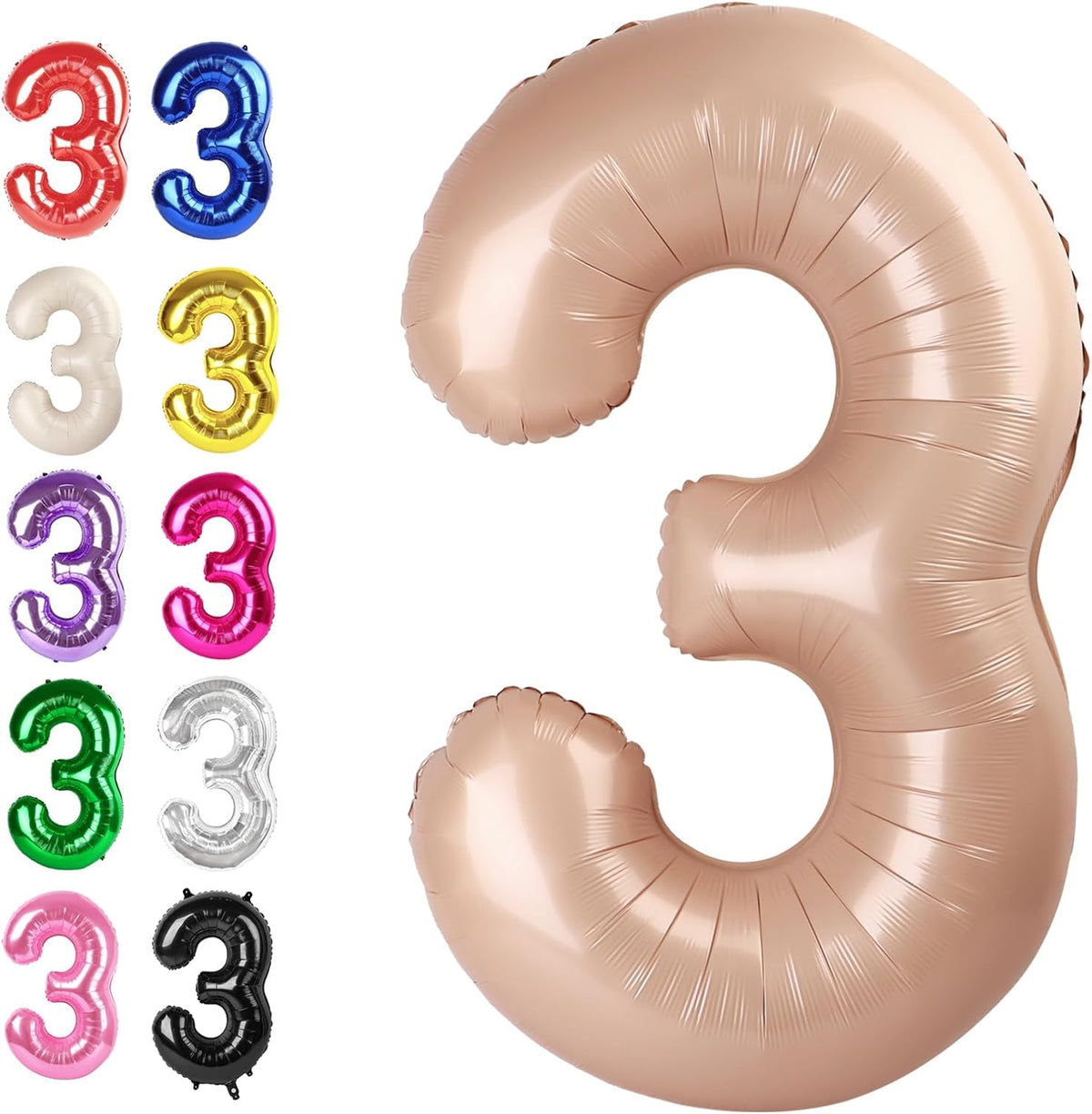 Large 40 Inch Light Brown 3 Number Balloon, 3 13 23 30 33 36 38 Light Brown Birthday Party