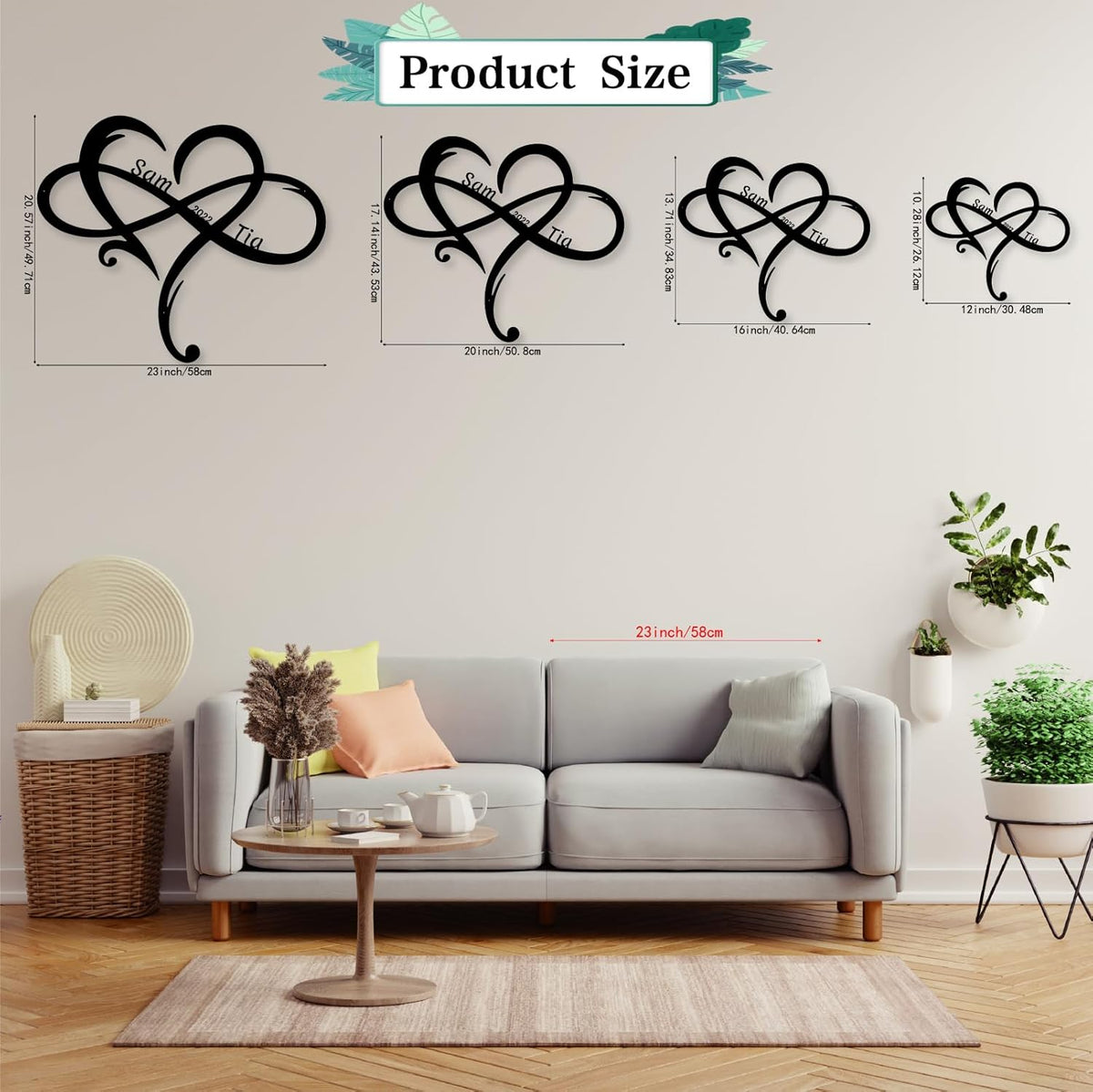 Custom Infinity Metal Sign, Personalized Metal Name Sign Engagement Wedding Gifts, Custom Name