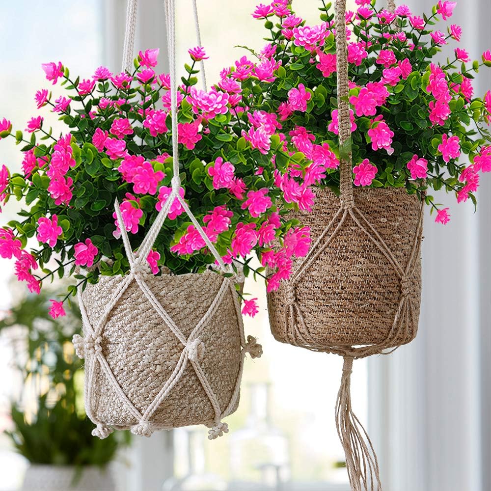 10 Bundles Artificial Fake Flowers, Faux Outdoor Plastic Plants UV Resistant Shrubs Outside Indoor