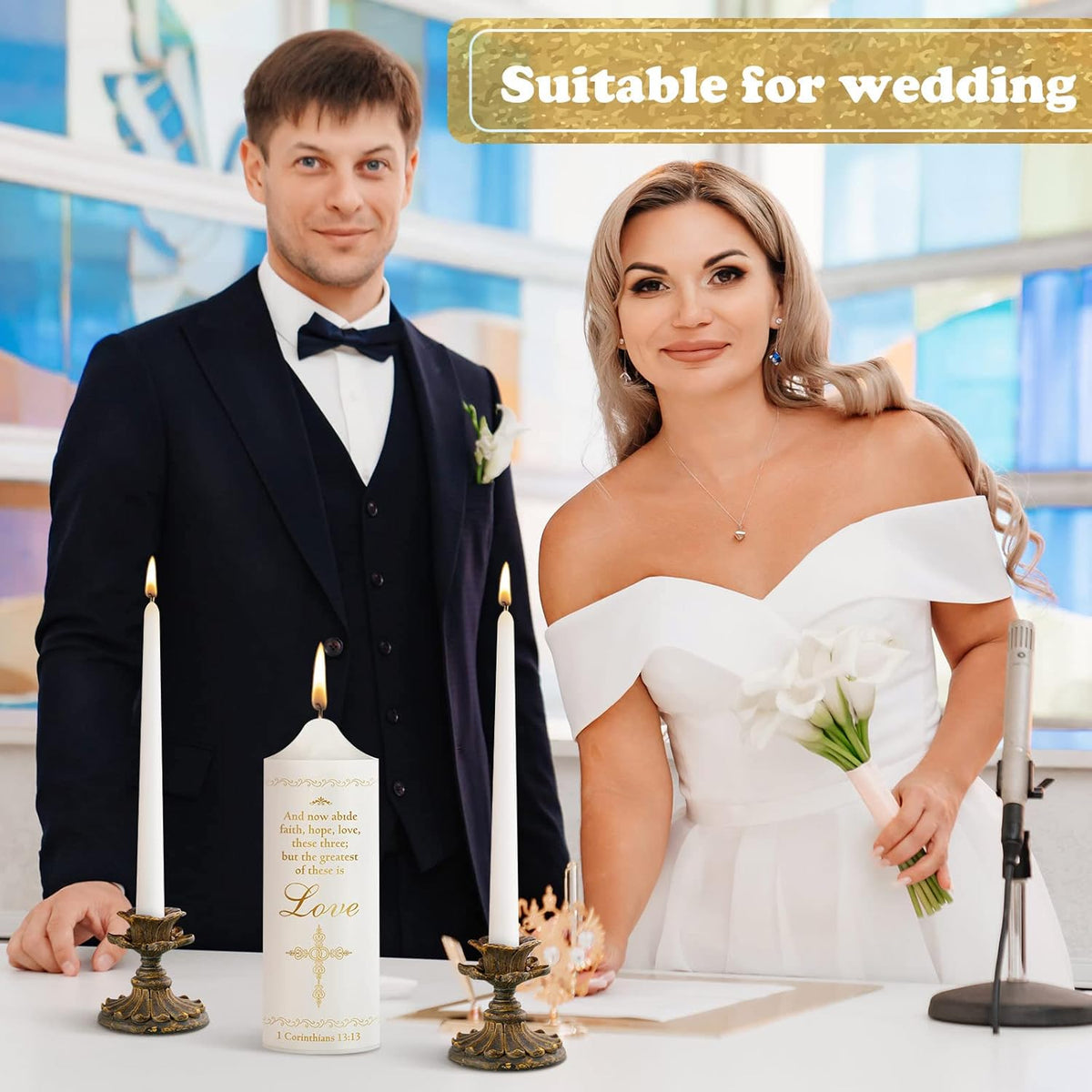 Frienda Unity Candles for Wedding Ceremony Set Wedding Unity Taper Candles Catholic Religious