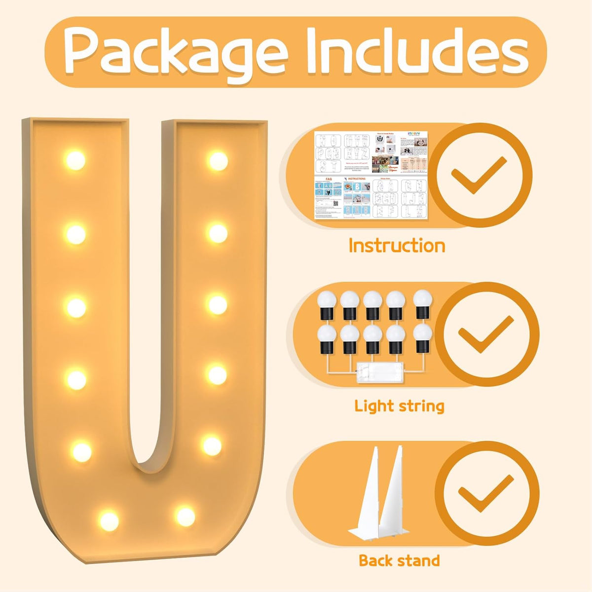 Marquee Letters 4 Feet Tall Large Light Up Letters U Happy Birthday Decorations Marry Me Engagement