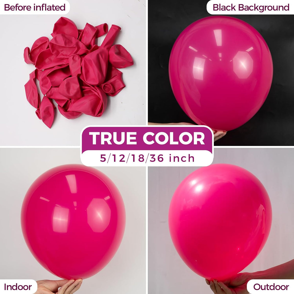 Bezente Hot Pink Giant Balloons 36 Inch - 8 Pack Jumbo Pink Balloons Large Round Hot Pink Latex