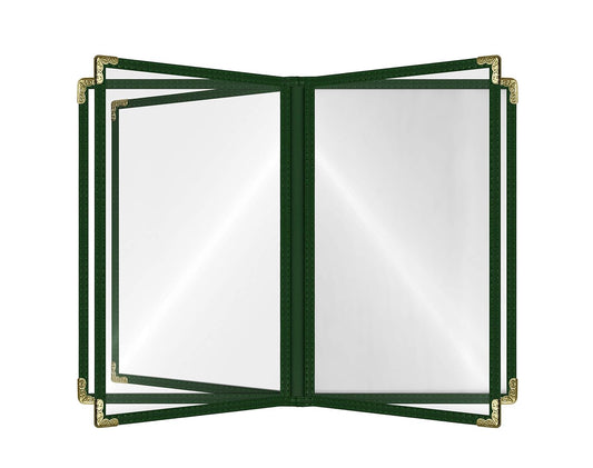 Goodsmart Restaurant Menu Covers – 25 Pack Green 10-View 8.5" x 14" Cafe Menu Holders, Side-Loading