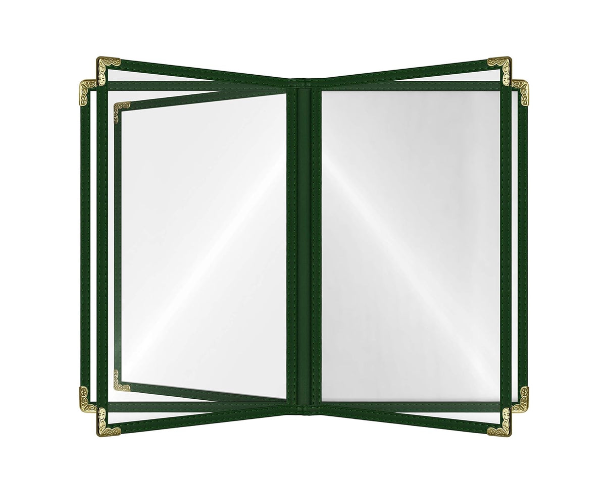 Goodsmart Restaurant Menu Covers – 25 Pack Green 10-View 8.5" x 11" Cafe Menu Holders, Side-Loading
