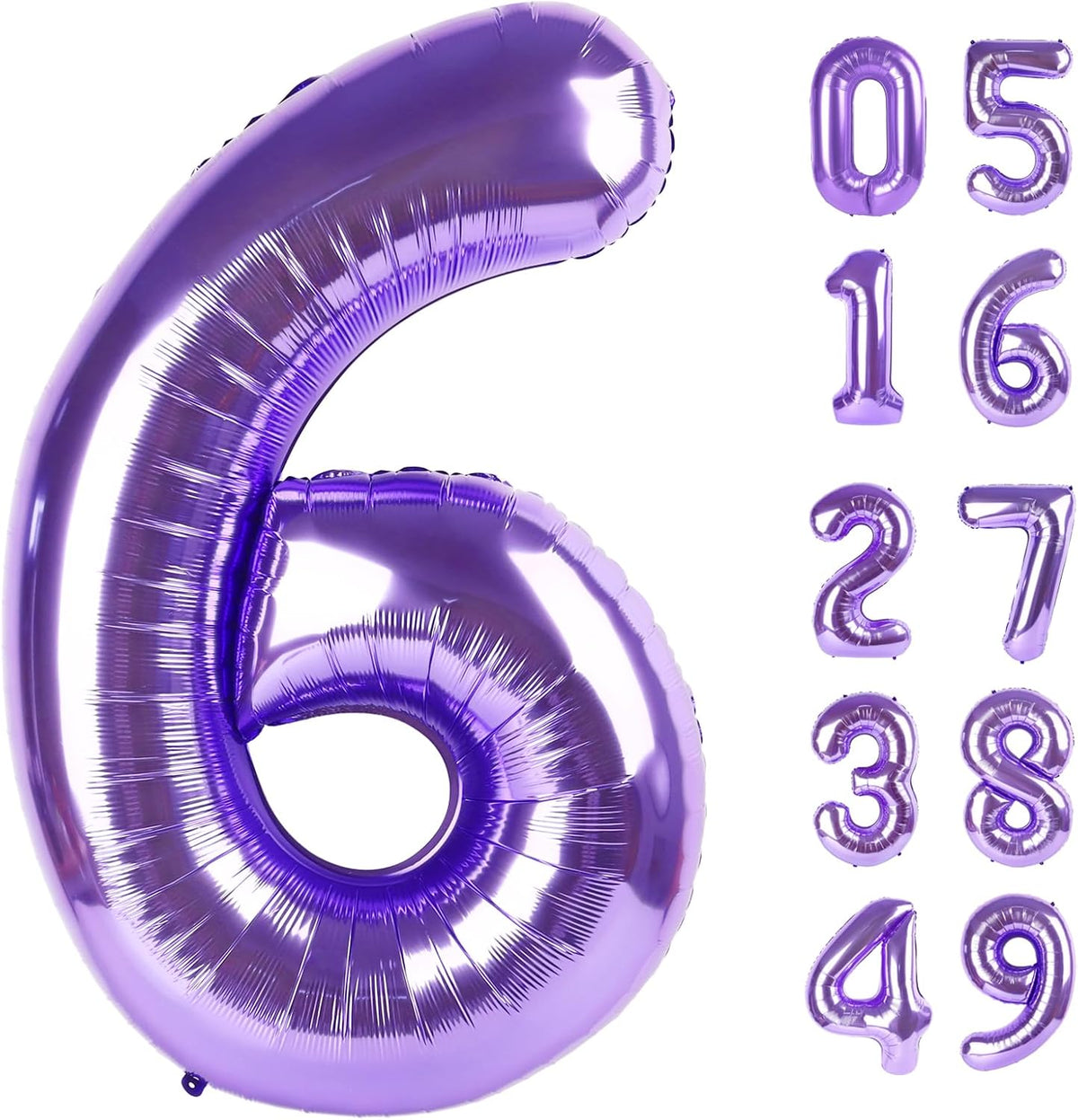 Jumbo Purple Number 6 Balloon 40 Inch, Boy Girl 6th Birthday Supplies, Foil Helium 6 16 26 46 60 66