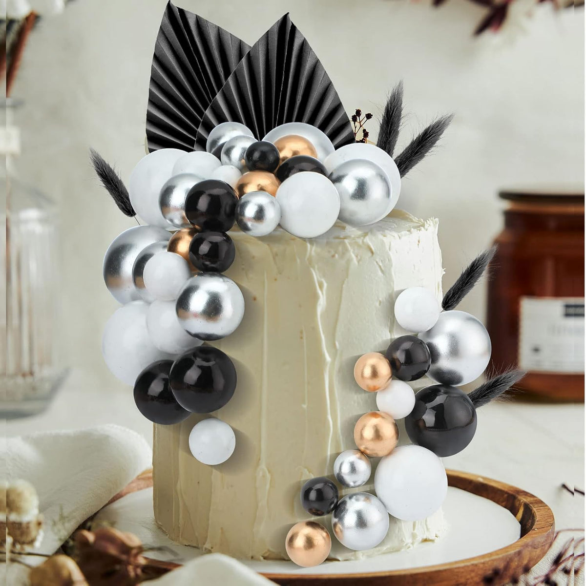 108 Pcs Balls Cake Topper DIY Cupcake Insert Foam Balloons for Cake Baking Wedding Anniversary