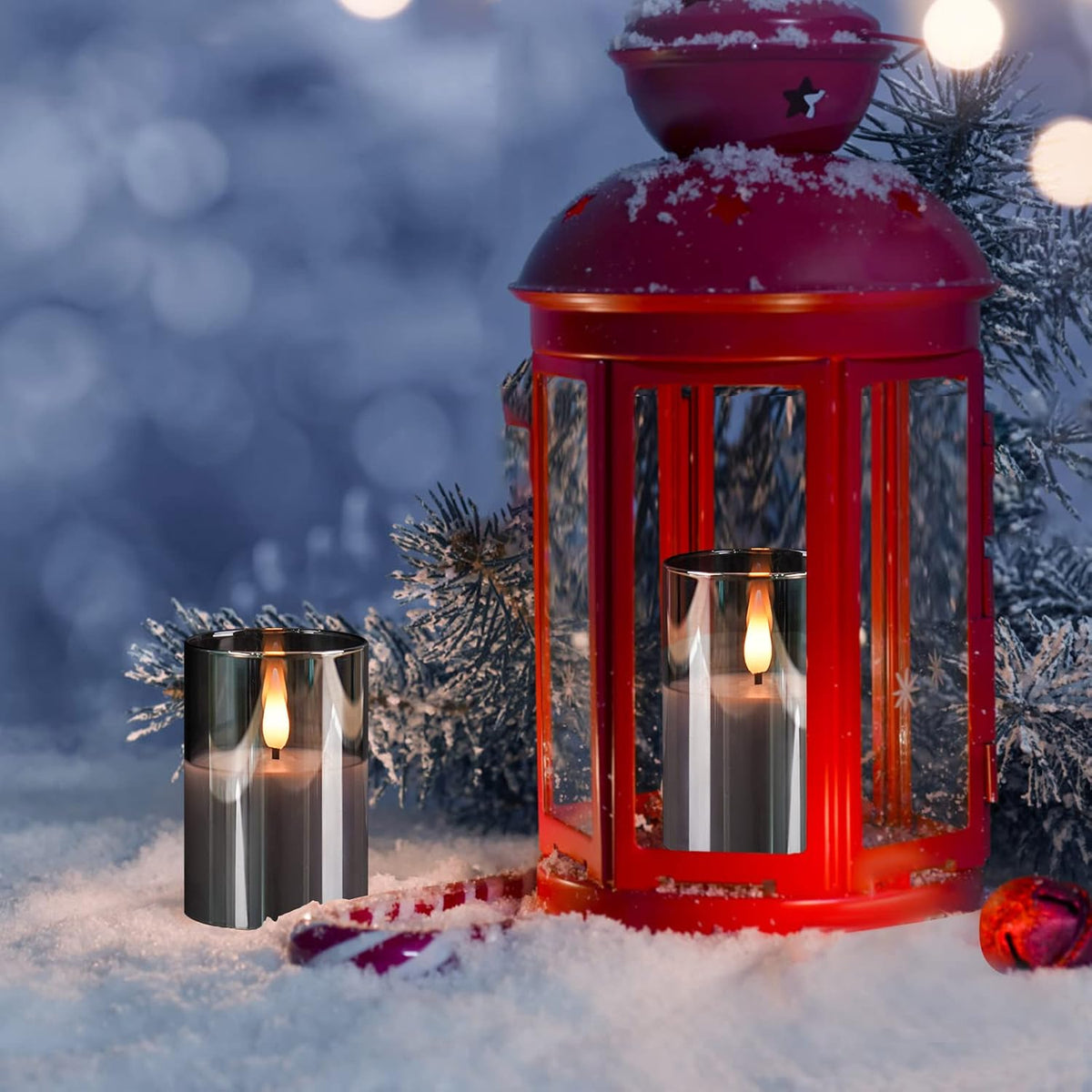 6Pack Glass Flickering Flameless Candles with Remote, 2"X3" Real Wax Votive Candles Battery