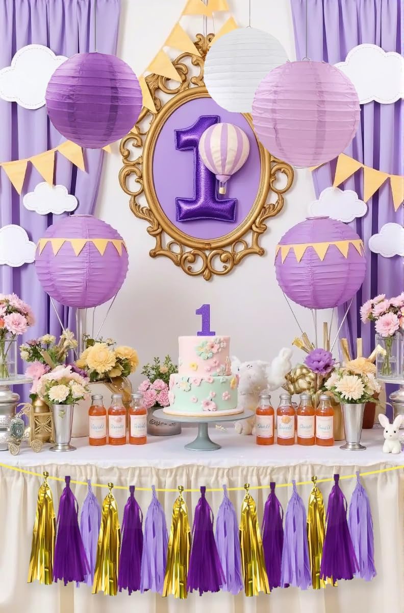ZOOYOO Shiny Tassel Garland Tissue Paper Tassel Banner Table Decor,DIY Kits for