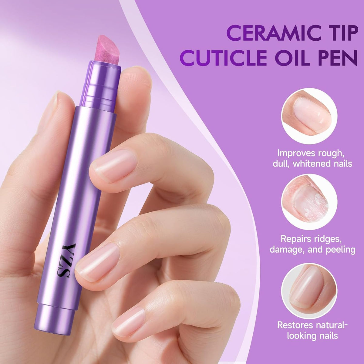 3-in-1 Cuticle Oil Pen Cuticle Pusher Nail Oil Pen with Ceramic Tip, Cuticle Treatment for